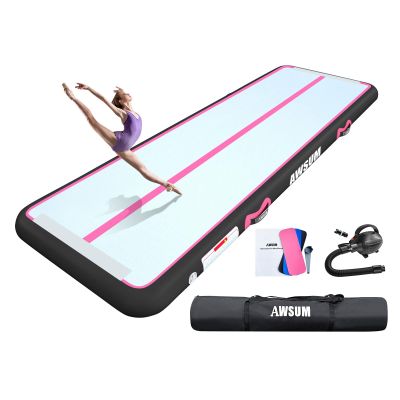 AWSUM Tumbling Mat 10ft/13ft/16ft/20ft Inflatable Gymnastics Air Mat 4/8 inches Thickness with Electric Pump for Home Use/Gym/Outdoor
