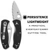 Spyderco Persistence Lightweight Knife with 2.77" Stainless Steel Blade and Durable Black FRN Handle - PlainEdge - C136PBK view 2