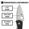 Spyderco Persistence Lightweight Knife with 2.77" Stainless Steel Blade and Durable Black FRN Handle - PlainEdge - C136PBK view 3
