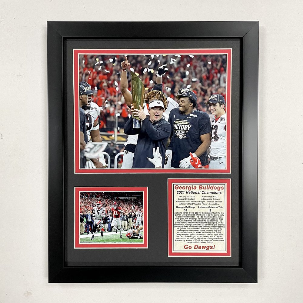 Legends Never Die, Inc. Georgia Bulldogs | 2021 CFP National Champions | 12"x15" Framed Photo Collage (Podium)