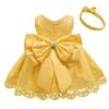 Baby Girl Baptism Christening Gown Dresses Toddler Wedding Bridesmaid Clothes Lace Tutu Dress (Yellow 2022,12M) view 1
