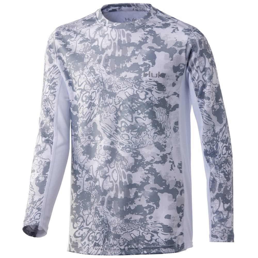 HUK Kids' Standard Icon X Long-Sleeve Shirt with Sun Protection, Tide Change-Hogs Back, Medium