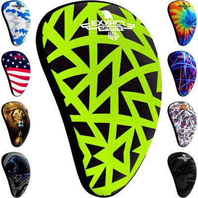 Exxact Sports Lightweight Athletic Cup Mens & Boys with Soft Rim Comfort for Superior Support, Baseball Cup Youth Boys for T-Ball, Football, Lacrosse, Hockey Groin Protector (X-Large, Neon Green)