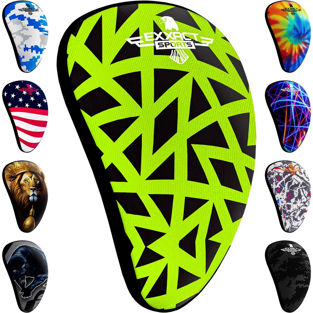 Exxact Sports Lightweight Athletic Cup Mens & Boys with Soft Rim Comfort for Superior Support, Baseball Cup Youth Boys for T-Ball, Football, Lacrosse, Hockey Groin Protector (X-Large, Neon Green)