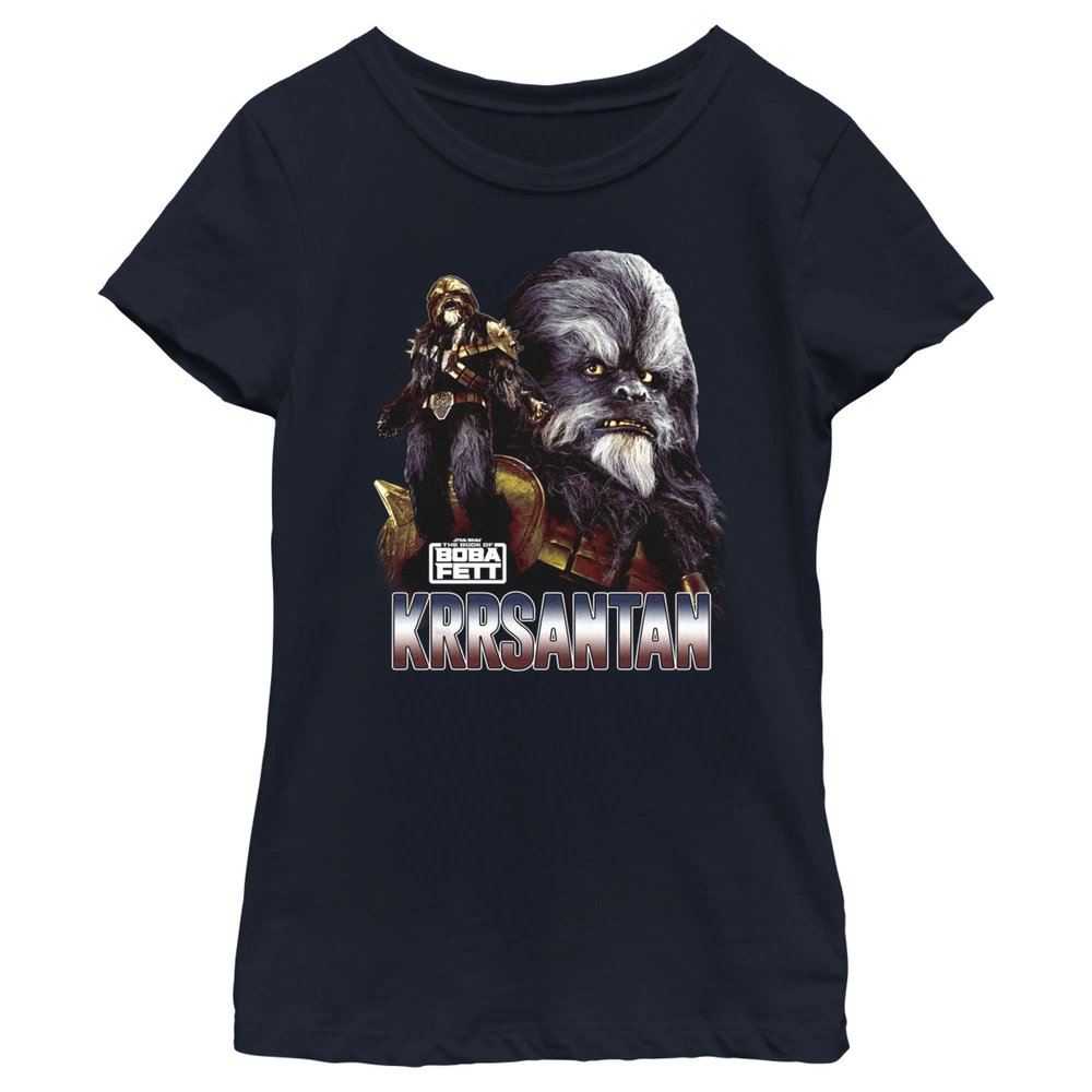 STAR WARS Girl's The Book of Boba Fett Krrsantan The Wookiee The Twins Protector T-Shirt - Navy Blue - X Small
