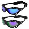 Birdz Eyewear Seahawk Padded Polarized Sunglasses 2 Pairs w/Strap Water Sports Surfing Kayaking Jetski Black w/Blue & Purple Mirror Lenses view 1