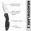 Spyderco Byrd Meadowlark 2 Lightweight Folding Utility Knife with 2.90" Stainless Steel Wharncliffe Blade and Black Non-Slip FRN Handle - Everyday Carry - PlainEdge - BY04SBKWC2 view 3
