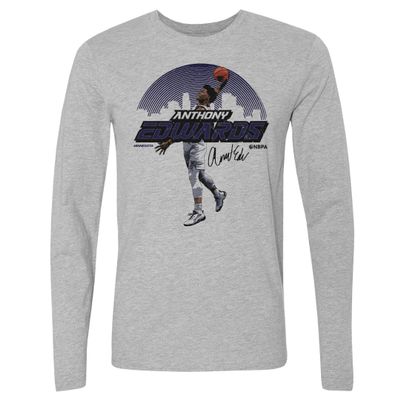 500 LEVEL Anthony Edwards Long Sleeve Shirt - Anthony Edwards Skyline (Heather Gray, XX-Large)