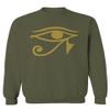 0459. Big Graphic Printed Egyptian Egypt Ancient Anubis Horus Eye god King Gold Men's Crewneck Sweatshirt (Olive, X-Large) view 1