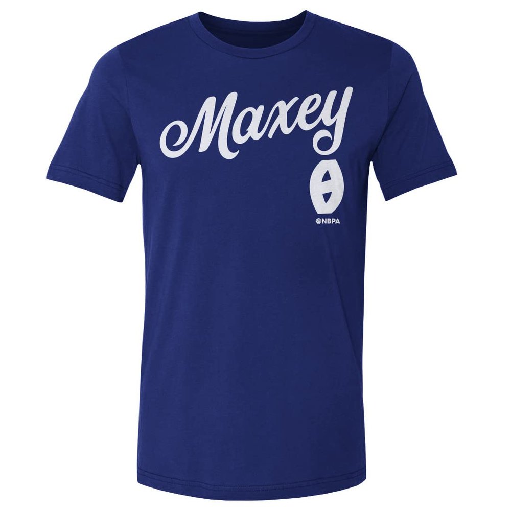 500 LEVEL Tyrese Maxey Shirt (Cotton, XX-Large, Royal Blue) - Tyrese Maxey Philadelphia Script WHT