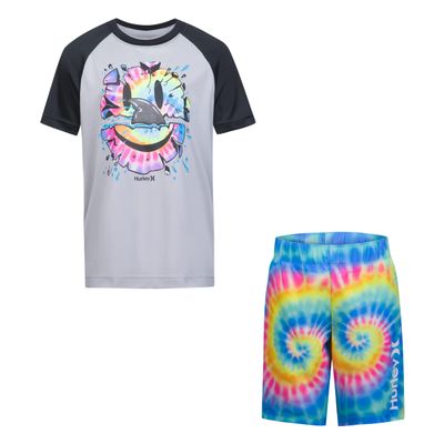 Hurley Boys Swim Suit 2-Piece Outfit Set, Multi Tie Dye, 2T
