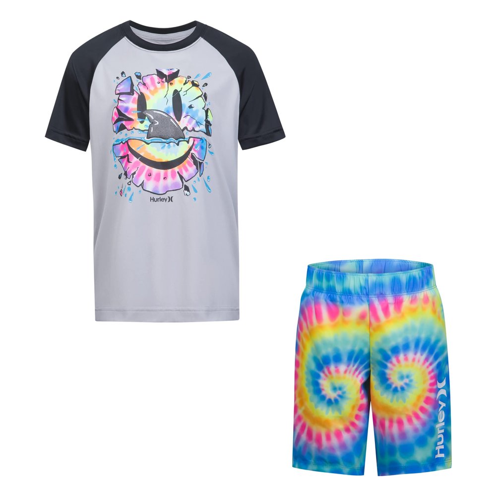 Hurley Boys Swim Suit 2-Piece Outfit Set, Multi Tie Dye, 2T