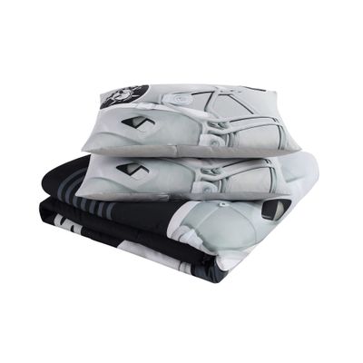 CS CATHAYSPORTS Cathay Sports Official NFL Licensed Denver Broncos Lateral 4-Piece Comforter & Sham Set - Full/Queen, Broncos Navy Blue/Orange (FCM30003DEN-FQ)