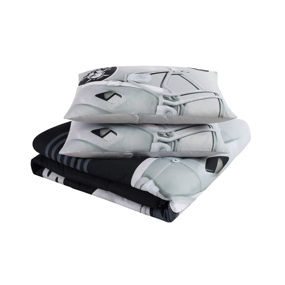 CS CATHAYSPORTS Cathay Sports Official NFL Licensed Denver Broncos Lateral 4-Piece Comforter & Sham Set - Full/Queen, Broncos Navy Blue/Orange (FCM30003DEN-FQ)
