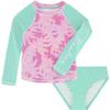 Nautica Girls' Two-Piece Rashguard Swimsuit Set, UPF 50+ Sun Protection, Quick-Dry Bathing Suit, Cockatoo Palm, 12-14 view 1
