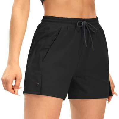 AFITNE Women's Hiking Shorts Quick Dry Lightweight Golf Active Water Shorts with Pockets for Work Outdoor Camping Fishing Black XL