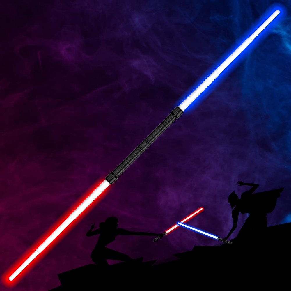 FEROXO Light Saber, Dual Light Sabers for Kids Halloween Dress Up Costume Party, Toy Light Swords Set with FX Sound (Motion Sensitive) for Christmas Presents, Birthday Gift