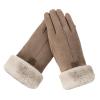 niuwa Women Winter Warm Suede Gloves Touchscreen Texting Gloves Faux Fur Cuff Thermal Mittens Driving Motorcycle Gloves (Khaki, one Size) view 1