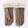 niuwa Women Winter Warm Suede Gloves Touchscreen Texting Gloves Faux Fur Cuff Thermal Mittens Driving Motorcycle Gloves (Khaki, one Size) view 2