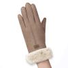 niuwa Women Winter Warm Suede Gloves Touchscreen Texting Gloves Faux Fur Cuff Thermal Mittens Driving Motorcycle Gloves (Khaki, one Size) view 3