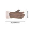 niuwa Women Winter Warm Suede Gloves Touchscreen Texting Gloves Faux Fur Cuff Thermal Mittens Driving Motorcycle Gloves (Khaki, one Size) view 4
