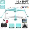 Buheco Beach Tent Pop Up Shade 10x10ft Beach Canopy Sun Shelter UPF50+ with 4 Foldable Poles-Portable Carrying Bag-Sand Shovel-Ground Pegs-Windproof Ropes for Outdoor Family Camping-Fishing- Picnic view 3