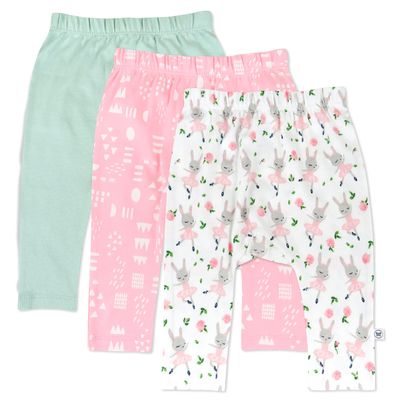 HonestBaby Baby Infant Organic Cotton Cuff-Less Harem Pants Multi-Pack, Multicolor, 0-3 Months