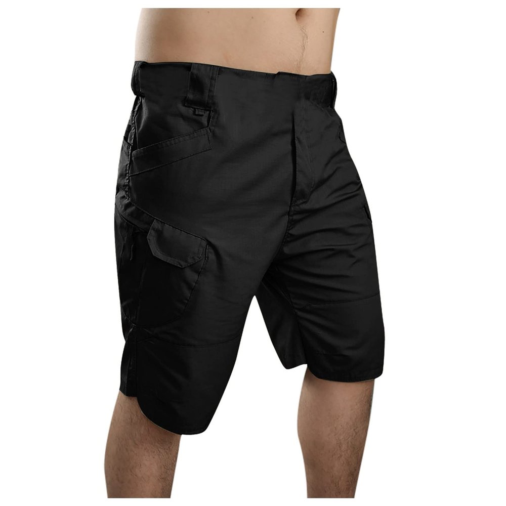Men's Classic Twill Cargo Shorts Relaxed Fit Casual Comfort Work Shorts Straight Leg Outdoor Pockets Hiking Short Pants Black