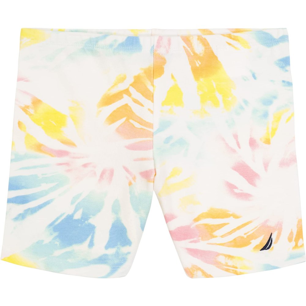Nautica Girls' Active Bike Shorts, Soft & Stretchy Spandex with Flat Waistband & Logo Design, White Sunburst, 12-14
