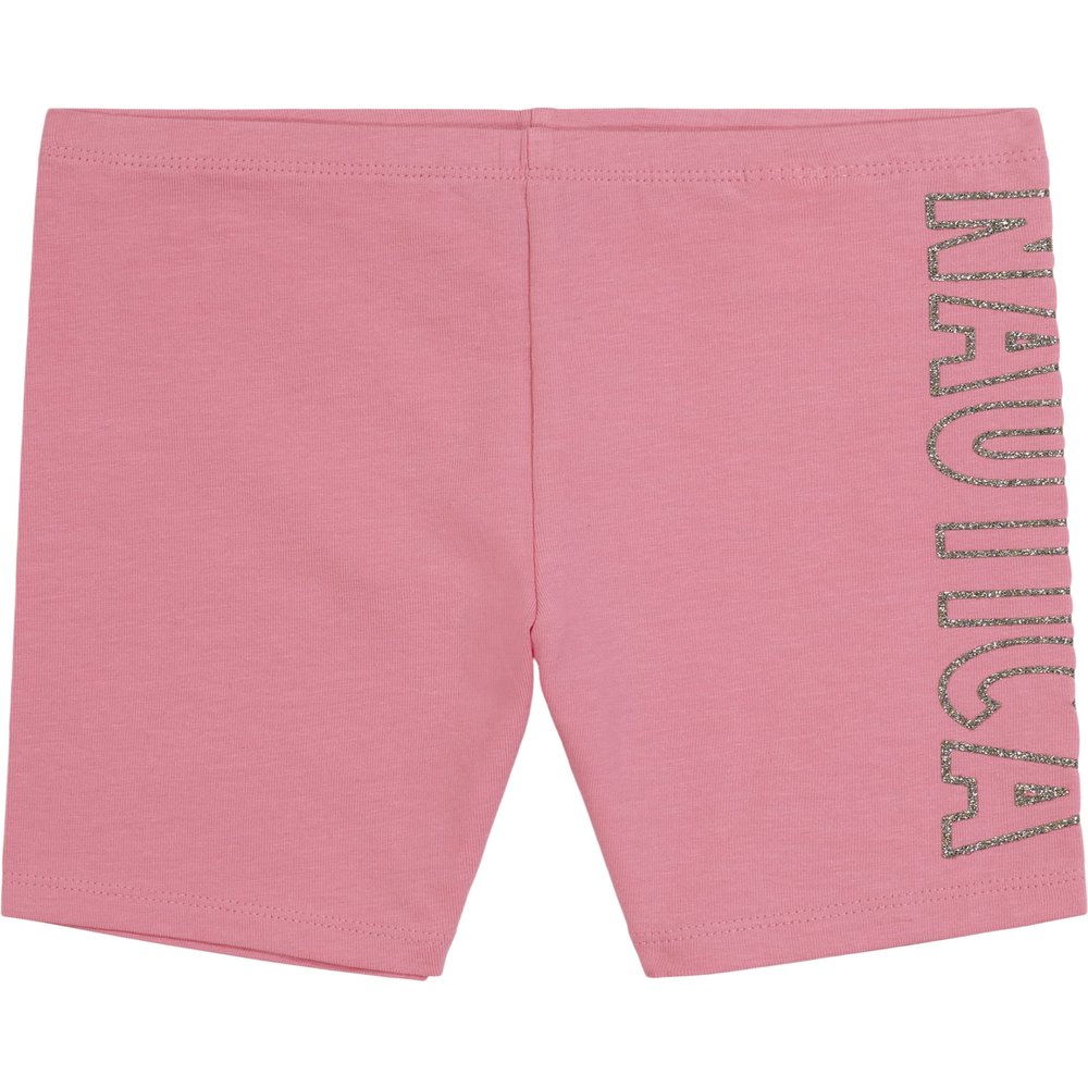 Nautica Girls' Active Bike Shorts, Soft & Stretchy Spandex with Flat Waistband & Logo Design, Pink Heart, 8-10