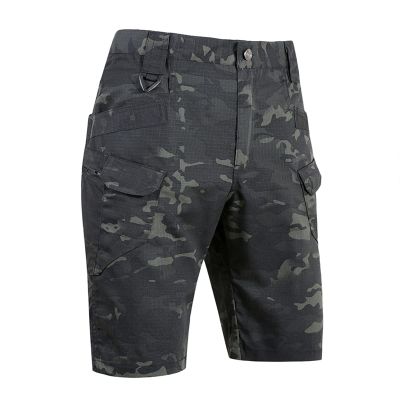 QWENTMTNTY Mens Relaxed Fit Cargo Shorts Elastic Waist Military Camouflage Short Pants Casual Loose Athletic Shorts Pockets