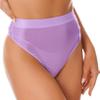 Freebily Women's Glossy High Waist Panty Briefs High Cut Rave Underwear Booty Dance Shorts Bottoms Light Purple&high Cut Medium view 3