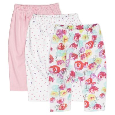 HonestBaby Baby Infant Organic Cotton Cuff-Less Harem Pants Multi-Pack, 18 Months