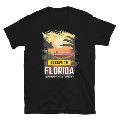 Ron Desantis Escape to Florida Vinatge Funny T-Shirt - Libs Lockdown Libs Black