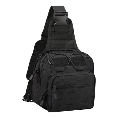 BOMTURN Tactical Backpack Shoulder Bag - 1000D Waterproof Military Backpack // Laser Cut Molle System // CCW Bags Outdoor Sling Bag for Every Day Carry Black