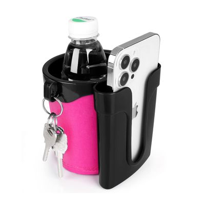 Accmor 3-in-1 Bike Cup Holder with Cell Phone Keys Holder, Bike Water Bottle Holders, Universal Bar Drink Cup Can Holder for Bicycles, Motorcycles, Scooters, Black Pink