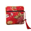 Only My Live Home Bright Flower Jewelry Small Zip Bag Chinese Silk Borcade Jewelry Gift Pouch high-density Satin Cloth Jewellery Packaging with Lined (10, red) view 1