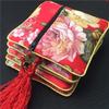 Only My Live Home Bright Flower Jewelry Small Zip Bag Chinese Silk Borcade Jewelry Gift Pouch high-density Satin Cloth Jewellery Packaging with Lined (10, red) view 2