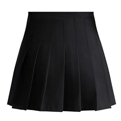 Danzcue Womens High Waisted Pleated Skirt, Tennis Skater Skirt, A-line School Uniform Mini Skirt with Shorts, Black, SA