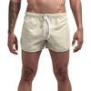 Mens Swimming Trunks No Mesh Liner Quick Dry Running Workout Shorts Pockets Casual Summer Solid Beach Shorts Swimwear Khaki view 1