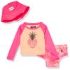 Long Sleeve Rash Guard and Hat 3-Piece Swimsuit Set view 1