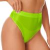 Freebily Women's Glossy High Waist Panty Briefs High Cut Rave Underwear Booty Dance Shorts Bottoms Fluorescent Green&high Cut XX-Large view 4