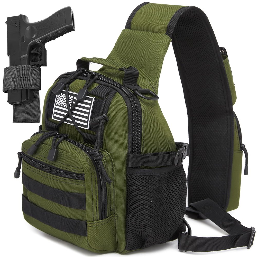ATBP Small Tactical Holster Sling Backpack Accessories Shoulder Pouch Water Bottle & Radio Holder Crossbody Bag for Men