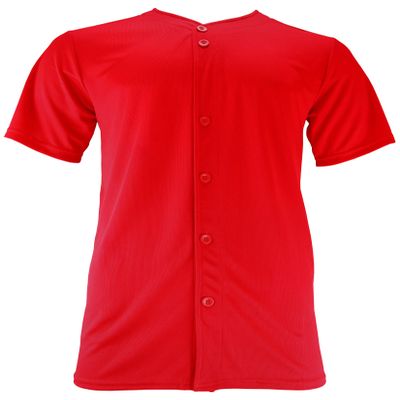 Epic Men's Full Button Wicking Red Baseball Or Softball Jersey L