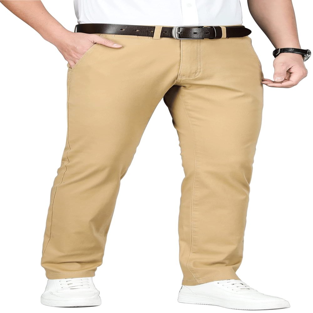 ESSYSHE Mens Slim Fit Chino Pants Stretch Casual Khaki Pants for Men 011Khaki C38X32