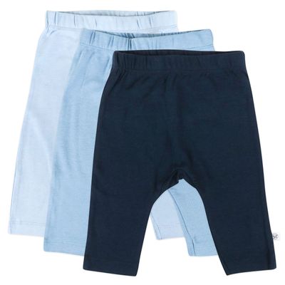 HonestBaby Unisex Baby Multipack Roomy Fit Pull Bottoms 100% for Infant Boys, Girls, Honest Organic Cotton Cuff-Less Harem Pants 3-Pack Blue Ombre, 18 Months, 3-Pack Blue Ombre, 18 Months US