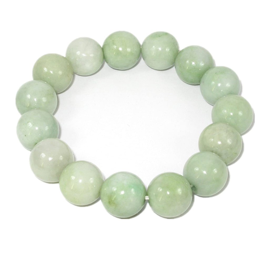 0.5" China Certified Nature Hisui Jadeite Jade Grade A Light Green Beads Bangle Bracelet