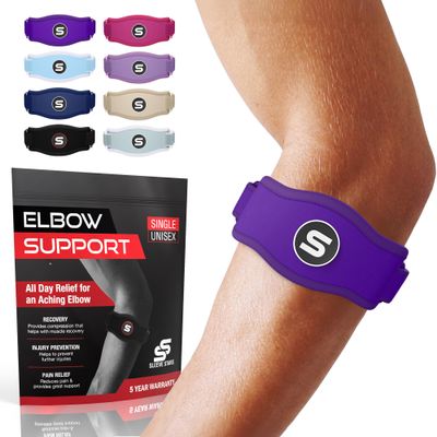 Sleeve Stars Tennis Elbow Brace for Men & Women, Elbow Brace for Tendonitis, Tennis Elbow Strap, Golfers Elbow Brace, Elbow Support Wrap for Tennis Elbow Relief, Fits 9"-23" (Single/Dark Purple)