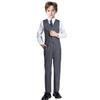 Boy Suits Toddler Formal Suit Vest Set for Wedding Kids Dresswear Set with Shirt Pants Vest and Tie Size 6 Grey view 2