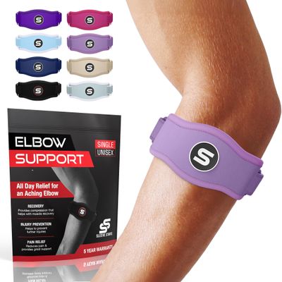 Sleeve Stars Tennis Elbow Brace for Men & Women, Elbow Brace for Tendonitis, Tennis Elbow Strap, Golfers Elbow Brace, Elbow Support Wrap for Tennis Elbow Relief, Fits 9"-23" (Single/Light Purple)